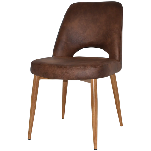 Mulberry Side Chair Light Oak Metal 4 Leg With Eastwood Bison Shell, Viewed From Angle In Front