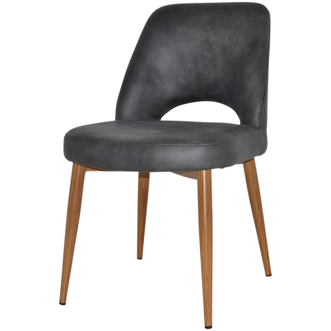 Mulberry Side Chair Light Oak Metal 4 Leg With Eastwood Slate Shell, Viewed From Angle In Front