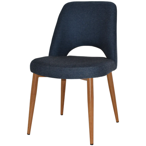 Mulberry Side Chair Light Oak Metal 4 Leg With Gravity Navy Shell, Viewed From Angle In Front