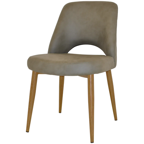 Mulberry Side Chair Light Oak Metal 4 Leg With Pelle Benito Sage Shell, Viewed From Angle In Front