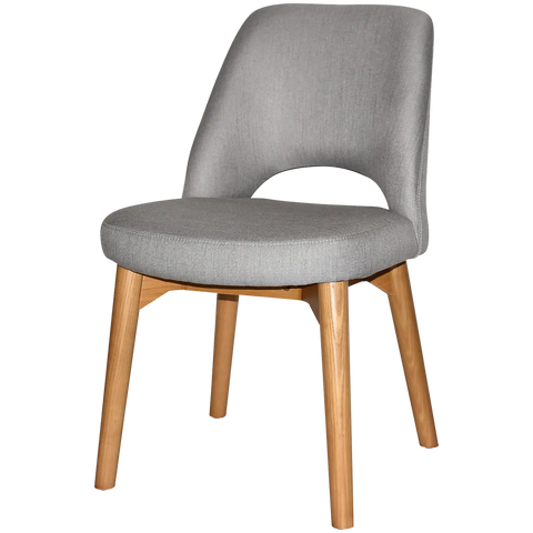 Mulberry Side Chair Light Oak Timber 4 Leg With Gravity Steel Shell, Viewed From Angle In Front