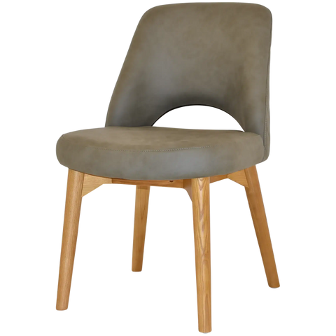Mulberry Side Chair Light Oak Timber 4 Leg With Pelle Benito Sage Shell, Viewed From Angle In Front