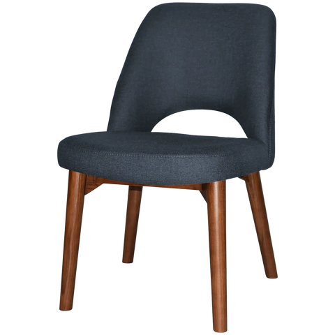 Mulberry Side Chair Light Walnut Timber 4 Leg With Gravity Navy Shell, Viewed From Angle In Front