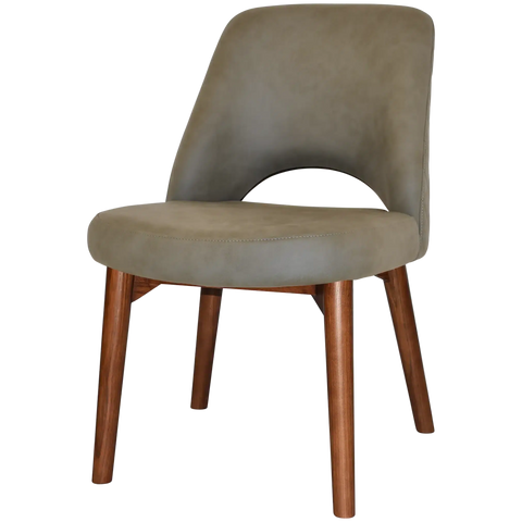 Mulberry Side Chair Light Walnut Timber 4 Leg With Pelle Benito Sage Shell, Viewed From Angle In Front