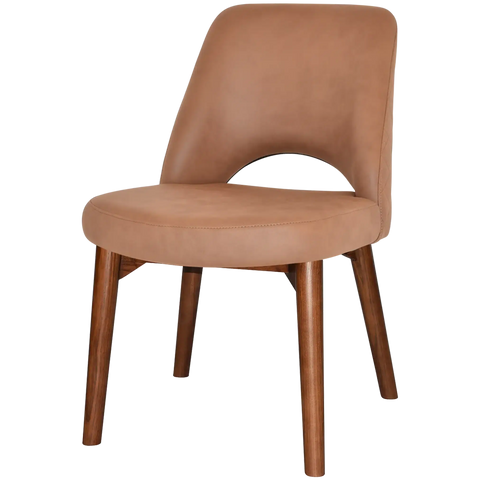 Mulberry Side Chair Light Walnut Timber 4 Leg With Pelle Benito Tan Shell, Viewed From Angle In Front