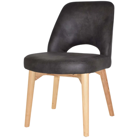 Mulberry Side Chair Natural Timber 4 Leg With Eastwood Slate Shell, Viewed From Angle In Front