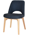 Mulberry Side Chair Natural Timber 4 Leg With Gravity Navy Shell, Viewed From Angle In Front