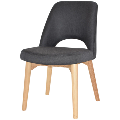 Mulberry Side Chair Natural Timber 4 Leg With Gravity Slate Shell, Viewed From Angle In Front
