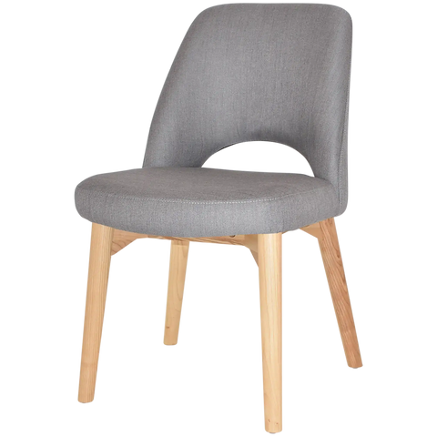 Mulberry Side Chair Natural Timber 4 Leg With Gravity Steel Shell, Viewed From Angle In Front