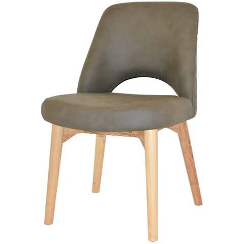 Mulberry Side Chair Natural Timber 4 Leg With Pelle Benito Sage Shell, Viewed From Angle In Front