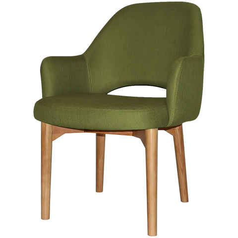 Mulberry XL Armchair Light Oak Timber 4 Leg With Custom Upholstery, Viewed From Front Angle