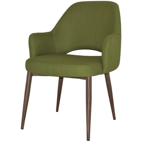 Mulberry XL Armchair Light Walnut Metal 4 Leg With Custom Upholstery, Viewed From Front Angle