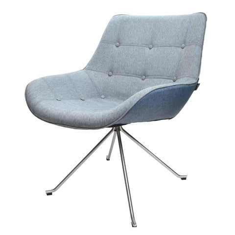 Neo Occasional Armchair Custom Upholstered Shell With 4 Star Swivel Base, Viewed From Angle In Front