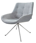 Neo Occasional Armchair Upholstered Key Largo Ash With 4 Star Swivel Base, Viewed From Angle In Front