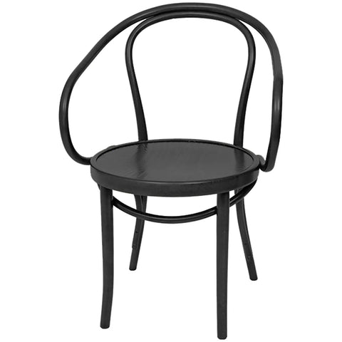 No 9 Bentwood Armchair With Embossed Seat In Black, Viewed From Angle