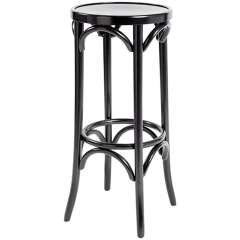 No 9739 Bentwood Barstool With In Black, Viewed From Angle In Front