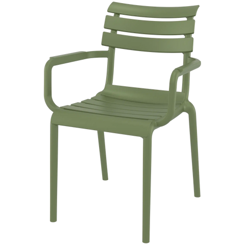 Paris Armchair By Siesta In Olive Green, Viewed From Angle In Front