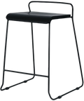 Piper Counter Stool With Black Seat And Black Sled Frame, Viewed From Angle In Front