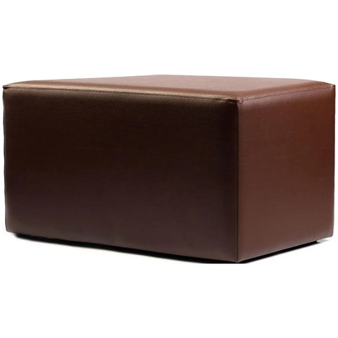 Rectangle Ottoman In Chocolate Vinyl, Viewed From Angle In Front