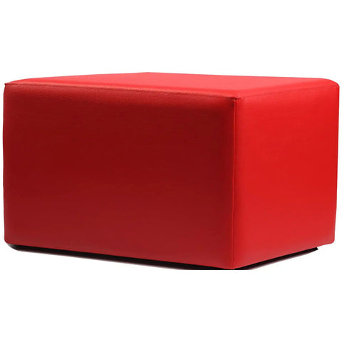 Rectangle Ottoman In Red Vinyl, Viewed From Angle In Front