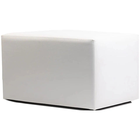 Rectangle Ottoman In White Vinyl, Viewed From Angle In Front