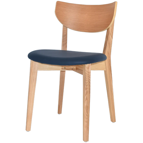 Romano Chair With Custom Upholstered Seat With Natural Timber Frame, Viewed From Angle In Front