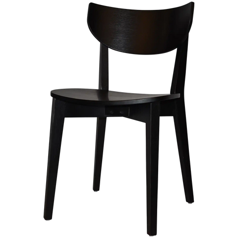 Romano Chair With Veneer Seat With Black Timber Frame, Viewed From Angle In Front
