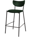 Ronaldo Bar Stool With Custom Upholstery Backrest And Seat And Black 4 Leg Frame, Viewed From Front Angle