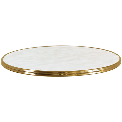 Round Werzalit Table Top In Marble With Brass Trim