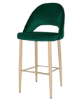 Saffron Bar Stool Birch Metal 4 Leg With Custom Upholstered Shell, Viewed From Angle In Front