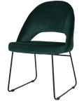 Saffron Chair With Custom Upholstery And Black Sled Frame, Viewed From Front Angle