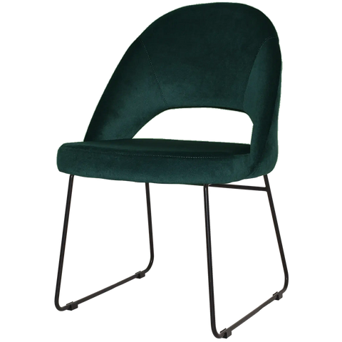 Saffron Chair With Custom Upholstery And Black Sled Frame, Viewed From Front Angle