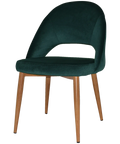 Saffron Chair With Custom Upholstery And Light Oak Metal 4 Leg, Viewed From Front Angle