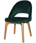 Saffron Chair With Custom Upholstery And Light Oak Timber 4 Leg, Viewed From Front Angle