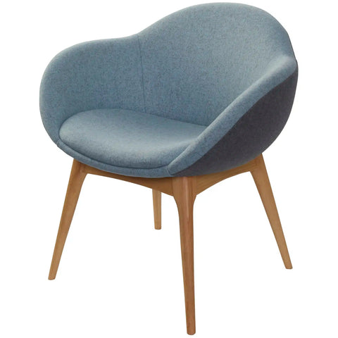 Searl Occasional Armchair Custom Upholstered With Natural Timber 4 Leg Base, Viewed From Angle In Front