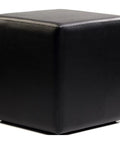 Square Ottoman In Black Vinyl, Viewed From Front
