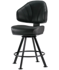 Stirling Gaming Stool Black Vinyl Seat with Black Frame, Viewed From Angle In Front