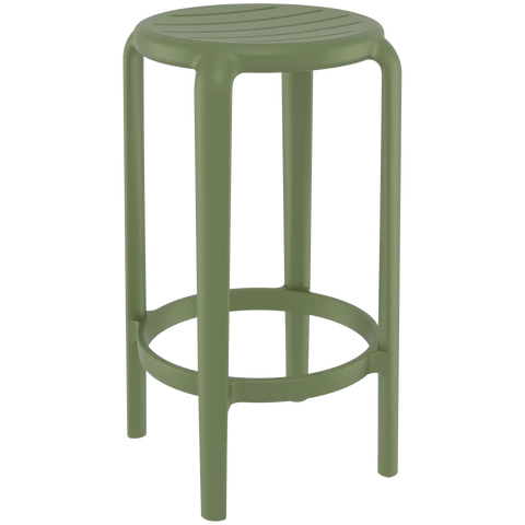Tom Counter Stool By Siesta In Olive Green, Viewed From Angle In Front