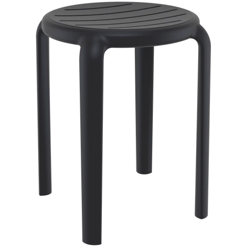 Tom Low Stool By Siesta In Black, Viewed From Angle In Front