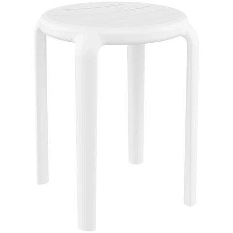 Tom Low Stool By Siesta In White, Viewed From Angle In Front