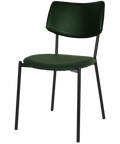 Venice Chair With Custom Upholstery Backrest And Seat And Black 4 Leg Frame, Viewed From Front Angle
