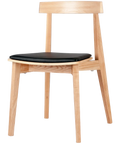 Zoltan Chair With Natural Finish And Black Vinyl Seat Pad, Viewed From Front Angle