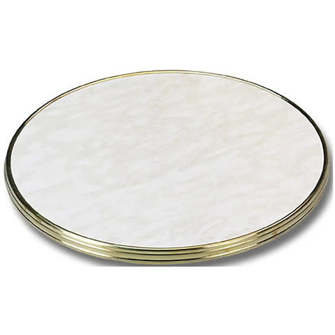 Round Werzalit Table Top In Marble With Brass Edge
